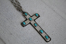 Load image into Gallery viewer, Turquoise and Sterling Cross