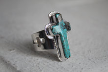 Load image into Gallery viewer, Turquoise Cross Ring Sz 10.75