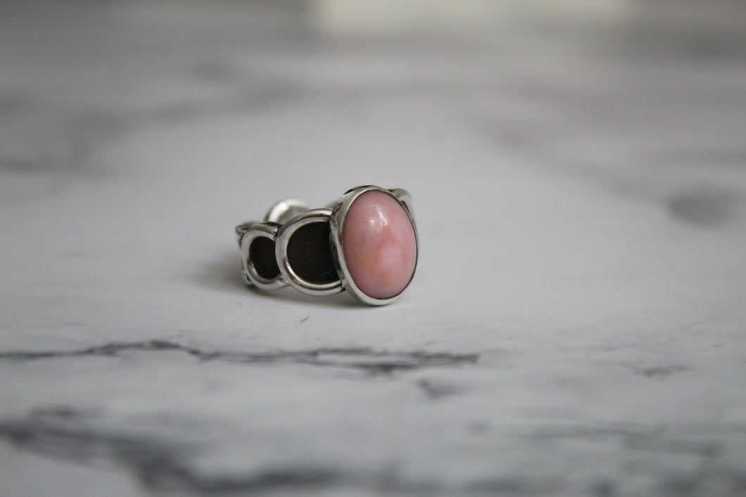 Pink Opal Moon Phases Ring sz 8