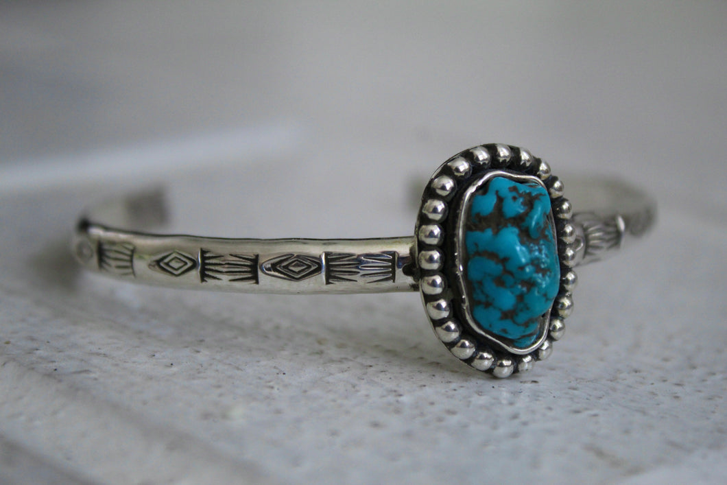 Turquoise Hand Stamped Cuff