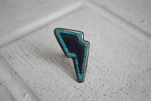 Turquoise Inlay Bolt Ring sz 7.5