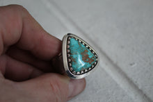 Load image into Gallery viewer, Turquoise and Sterling Silver Ring Sz 10.5