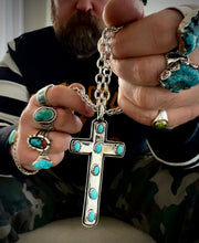 Load image into Gallery viewer, Turquoise and Sterling Cross