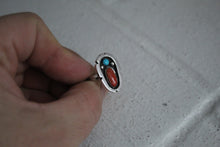 Load image into Gallery viewer, Raw Turquoise Nugget and Coral Ring