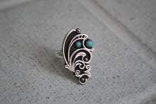 Load image into Gallery viewer, Filigree and Turquoise Ring size 7.75