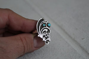 Filigree and Turquoise Ring size 7.75