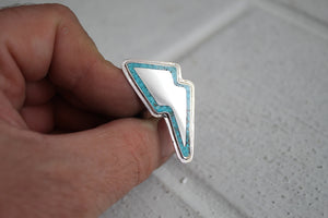 Turquoise Inlay Bolt Ring sz 7.5