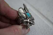 Load image into Gallery viewer, Sterling and Turquoise Eagle Ring Sz 11.25