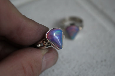 Aurora Opal Sterling and 14k ring