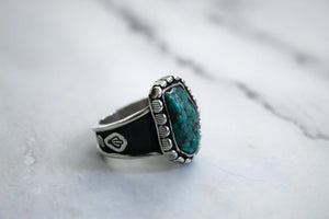Turquoise Nugget Stamped Ring