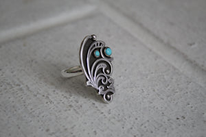 Filigree and Turquoise Ring size 7.75