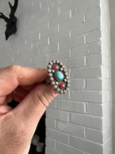 Load image into Gallery viewer, Turquoise and Coral Ring sz 7