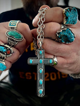 Load image into Gallery viewer, Turquoise and Sterling Cross