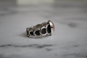 Pink Opal Moon Phases Ring sz 8