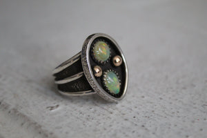 Opal Ring with 10k Gold Accents size 7.75