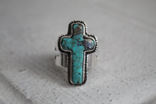 Load image into Gallery viewer, Turquoise Cross Ring Sz 10.75