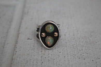 Opal Ring with 10k Gold Accents size 7.75