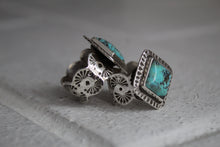 Load image into Gallery viewer, Turquoise Square Stamped Ring