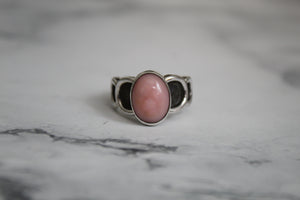 Pink Opal Moon Phases Ring sz 8