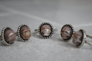 Skull carved Pearl Ring