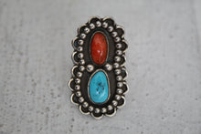 Load image into Gallery viewer, Turquoise and Coral Ring sz 5.5