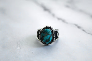 Turquoise Nugget Stamped Ring