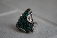 Load image into Gallery viewer, Turquoise Triangle Ring Sz 7.5