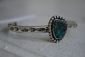 Turquoise Hand Stamped Cuff