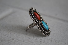 Load image into Gallery viewer, Turquoise and Coral Ring sz 5.5