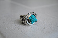Load image into Gallery viewer, Fly High Eagle and Turquoise Ring Size 7 (can fit to a size 8)