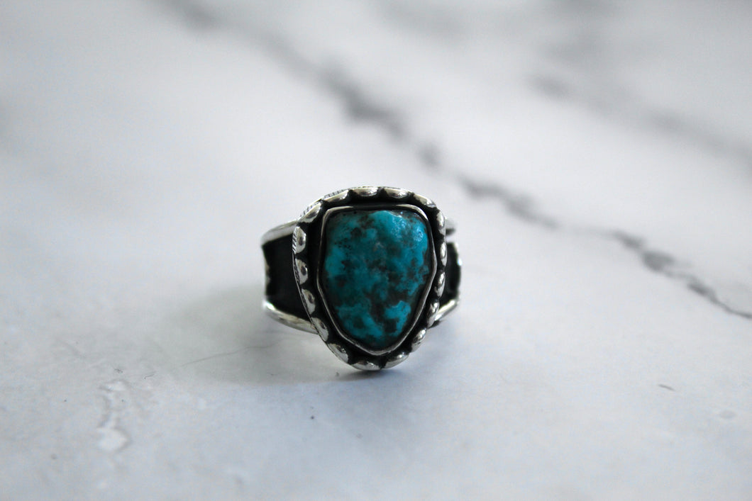 Turquoise Nugget Stamped Ring