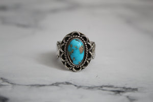 Turquoise Concho Band Ring sz 8.5