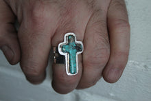 Load image into Gallery viewer, Turquoise Cross Ring Sz 10.75