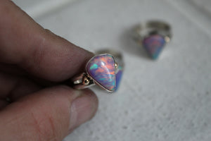 Aurora Opal Sterling and 14k ring