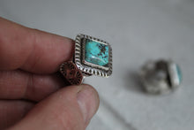 Load image into Gallery viewer, Turquoise Square Stamped Ring