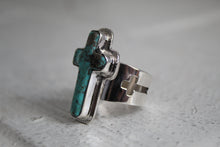 Load image into Gallery viewer, Turquoise Cross Ring Sz 10.75