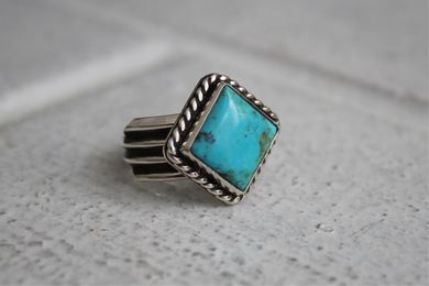 Square Turquoise Ring sz 7.5