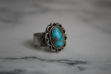 Turquoise Concho Band Ring sz 8.5