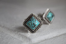 Load image into Gallery viewer, Turquoise Square Stamped Ring