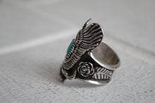 Load image into Gallery viewer, Sterling and Turquoise Eagle Ring Sz 11.25