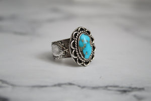 Turquoise Concho Band Ring sz 8.5