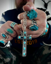 Load image into Gallery viewer, Turquoise and Sterling Cross