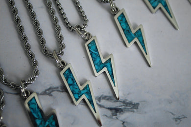 Turquoise Inlay Bolt Necklace