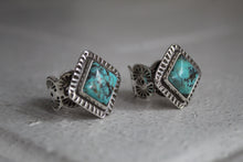 Load image into Gallery viewer, Turquoise Square Stamped Ring