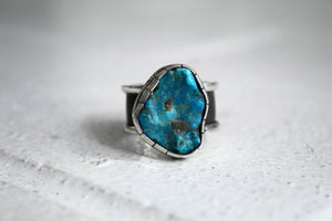 Chunky Turquoise Nugget Wide Band Ring