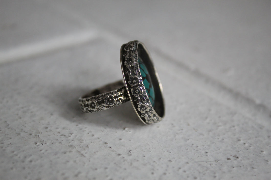 Sterling and Turquoise Shadow Box Ring