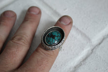 Load image into Gallery viewer, Sterling and Turquoise Shadow Box Ring