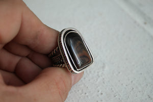 Gold Sheen Obsidian And Sterling Silver Ring