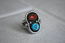 Load image into Gallery viewer, Turquoise and Coral Ring