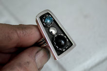Load image into Gallery viewer, Size 7.5 Turquoise and Onyx Ring
